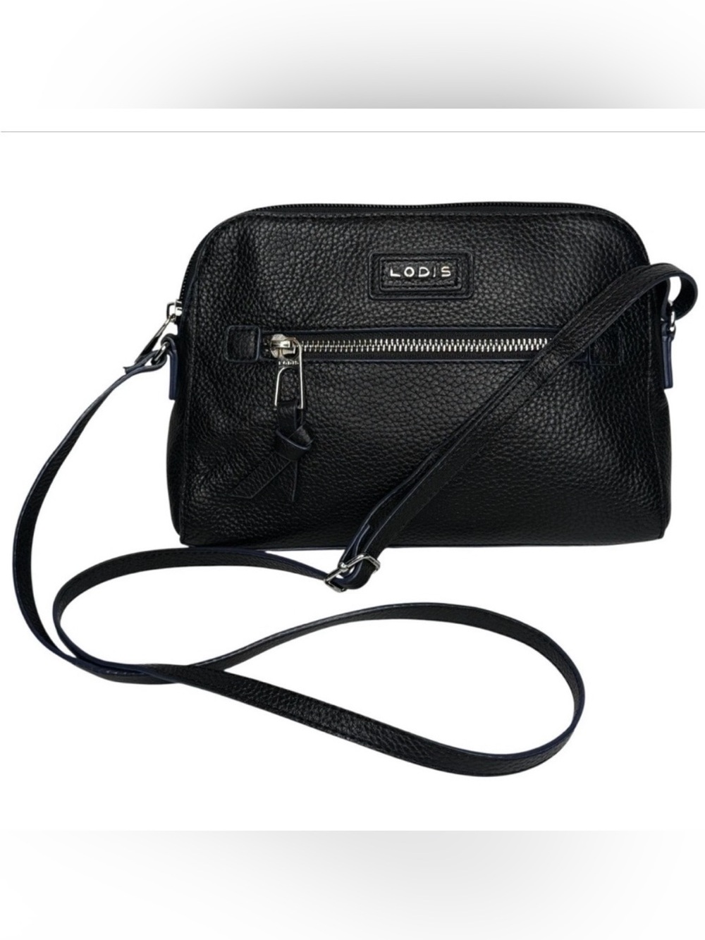 NWT Lodis Black Leather Pebbled Leather Crossbody Bag